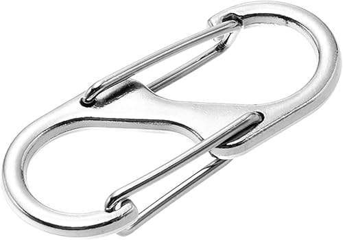 Miniatura 3 de Mosquetón S, 20 piezas de clip pequeño de aleación para llavero de 1.6 pulgadas, clips de cremallera antirrobo, mini mosquetón de doble bloqueo para