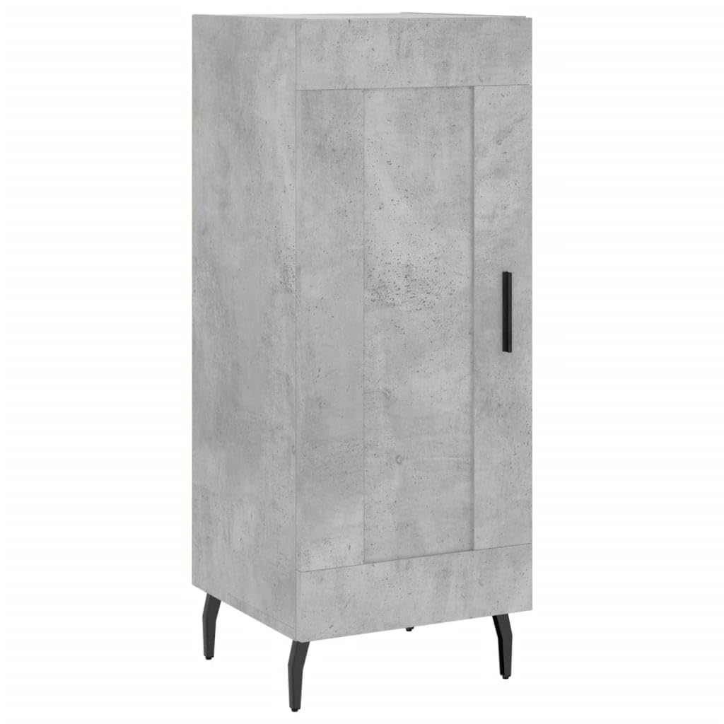 Générique Bufet wysoki szary beton 34,5x34x180 cm z drewna inżynieryjnego, wysoka szafka z metalowymi drzwiami i nogami, duża przestrzeń do przechowywania do organizacji codziennych niezbędnych rzeczy