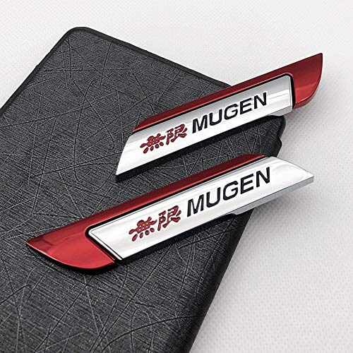 Pair Chrome Metal Mugen Logo Car Emblem Premium 3D Auto Side Fender Badge Racing Sport Sticker Turbo Power Decal (Red) #TOP5