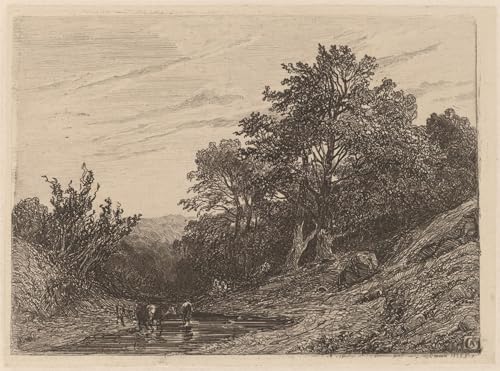 Toile Troupeau dans un ruisseau d'Alexandre Calame 60x90cm