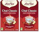 YOGI TEA Chaï Classic Bio   Infusion naturellement sans Caféine   Mélange de Cannelle, Cardamone & Gingembre   17 sachets (Lot de 2)