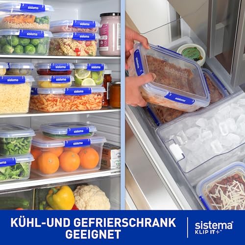 Sistema KLIP IT PLUS auslaufsichere Vorratsdosen | 2 x 1L & 2,2 L | luftdichte und stapelbare & ineinander stellbare Frischhaltedosen für Meal Prep mit Deckel | Brotdosen für Pause | BPA-frei, 3 Stück