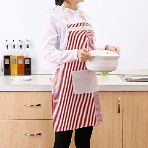 Image of KPNG Cotton Linen Cooking Apron Adjustable Kitchen Apron Soft Chef Apron with Pocket for Women and Men
