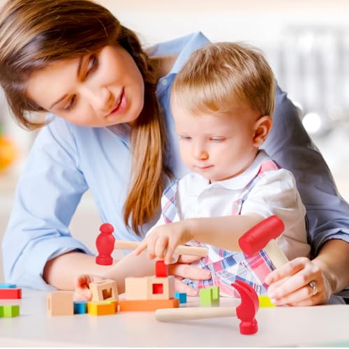 Image of 3pcs Wooden Mallet Toy Hammer Simulation Wooden Hammers Small Plastic Toddler Fake Hammer Portable Maintenance Kids Tools Toys Pretend for Boys Girls