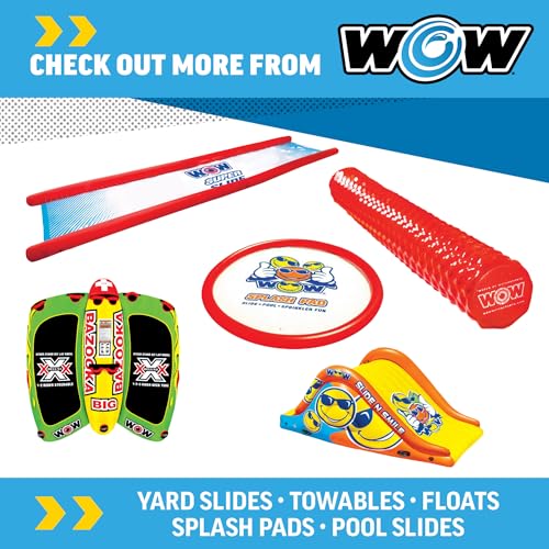 WOW Sports - Sports Slide N Smile - Inflatable Floating Giant Water Slide For Adults & Children - Pool Accessory - Perfect for Lake & Pool Parties - 2 lanes (9 ft)