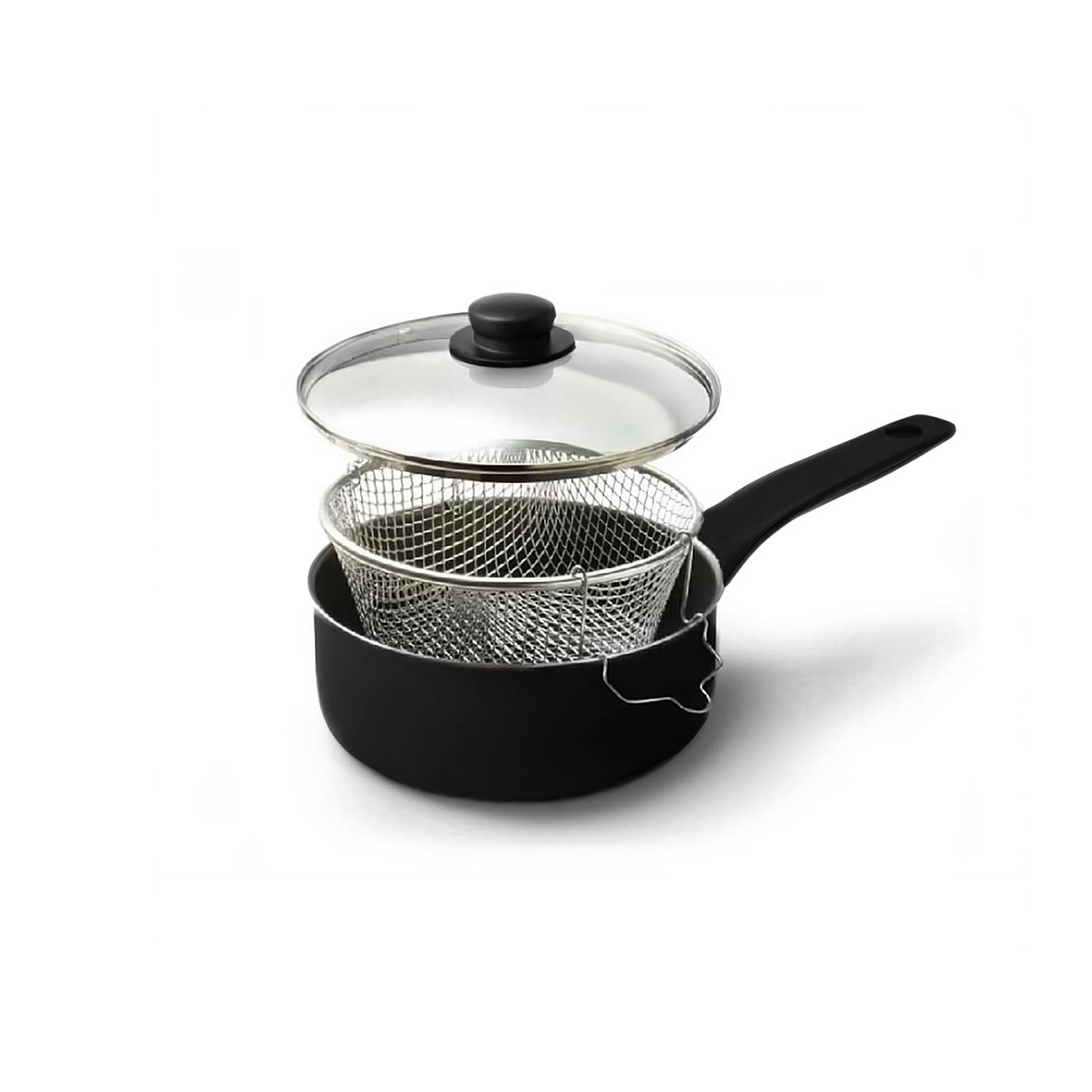 Avilia Padella Antiaderente per Friggere, 24 cm, in Acciaio Inox, con Cestello, Coperchio in Vetro e Termostato Regolabile, Lavabile in Lavastoviglie, Ideale per Patate, Pollo, Carne, Pesce