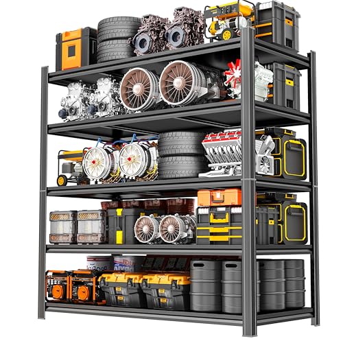 PRESTELION 48”W*24”D*72”H Metal Garage Shelving Unit, Heavy Duty Storage Shelves,