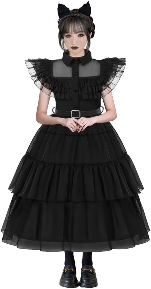 SZ-TONDA Girls Princess Dress Costume Black Outfit Kid Role Cosplay Halloween Birthday Party Apparel Clothes Accossories - Image 4