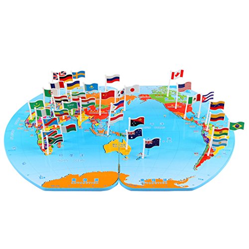 Monique Wooden Puzzle World Map Board Flag Matching Puzzle Toy Geography Jigsaw Puzzle Game #TOP1
