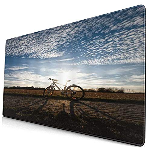 Gaming Mauspad 750x400x3mm Klassischer Mountainbike-Retro-Stil des Fahrrads in Sepia-Tönen und romantischem Sonnenuntergang-Bild-Thema Office