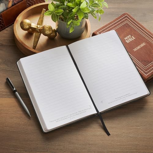 Image of Christian Art Gifts Classic Journal For I Know the Plans Jer. 29:11 Bible Verse, Inspirational Scripture Notebook, Ribbon Marker, Black Vegan Leather Flexcover, 336 Ruled Pages, (8.6 inch x 6.1 inch x .9 inch)