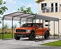 Lyromix Carport 12x20 FT Heavy Duty Metal Carport, Outdoor Metal Canopy with Additional Diagonal Bars and 4 Support Feet, Car Port Garage Galvanized Shelter for Car, Boat and Tractor