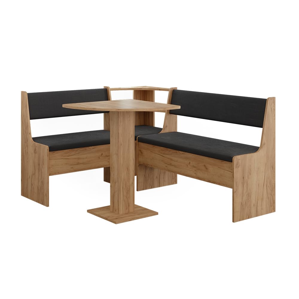 Banco esquinero Roman roble dorado antracita de 60x60cm para soluciones de esquina Vicco
