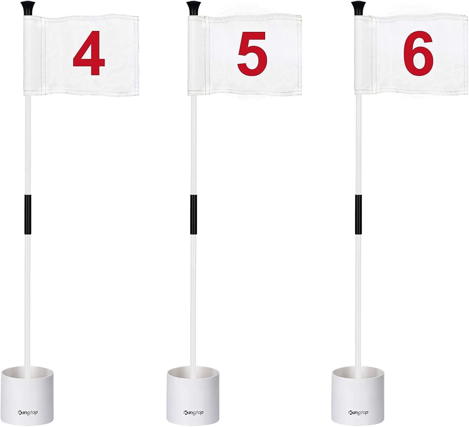 KINGTOP Golf Flagstick Mini, Putting Green Flag for Yard, 3 Feet Flagpole 2-Section Design, Golf Pin Flags Hole Cup Set, 4" Putting Cup, Numbered# 4-6