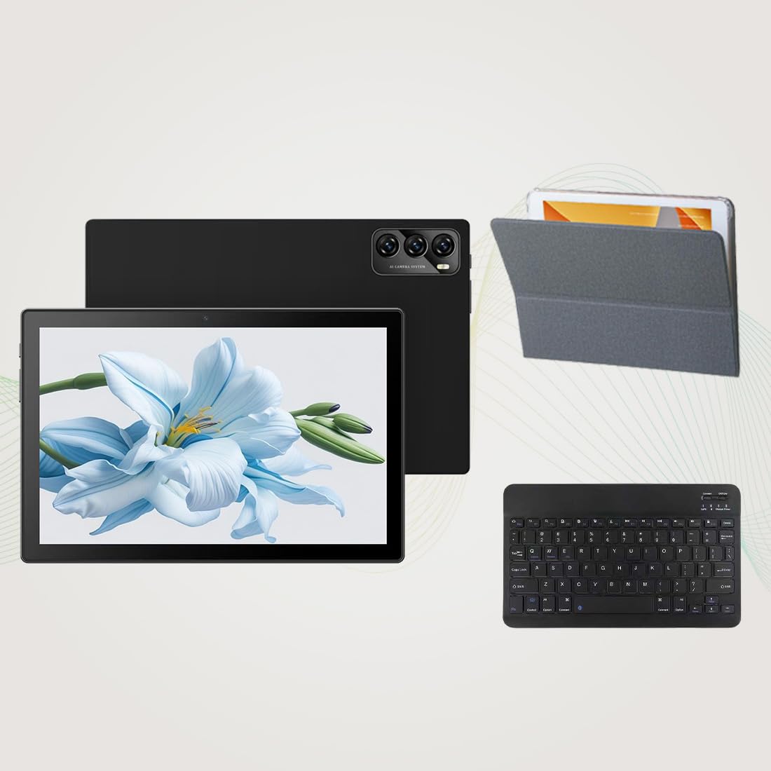 IKALL N18 Plus 10-Inch 4G Android Tablet with Octa-Core Processor, 4GB RAM, 64GB Storage, 6000mAh Battery, Wi-Fi + Calling – with Bluetooth Keyboard & Foldable Back Cover (Black)