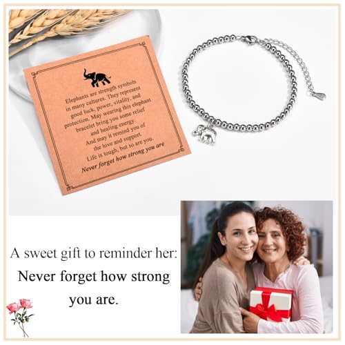 Elephant Gifts for Women, Elephant Bracelet Get Well Soon Inspirational Spiritual Motivational Encouragement Gifts for Women on Birthday Christmas Valentines Day Mothers Day4