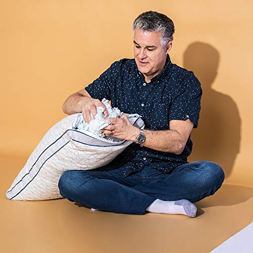 Coop Home Goods - Eden Shredded Memory Foam Pillow with Cooling Zippered Cover and Adjustable Hypoallergenic Gel Infused Memory Foam Fill - Standard