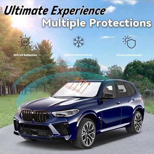 Image of Windshield Sun Shade for BMW X5 2026 2025-2019 | Car Front Window SunShade with 240T Sun Visor Protector Blocks UV Rays Heat Sun Shield Accessories