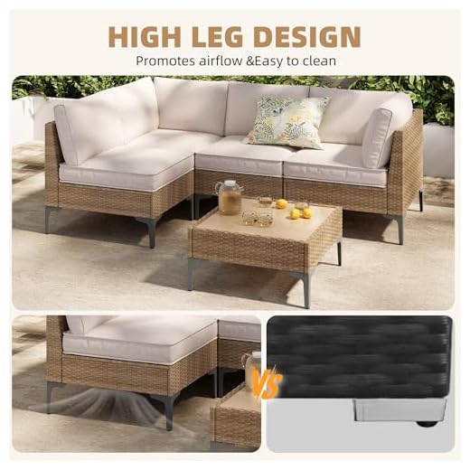 SunloungeCo 5-Piece Outdoor Wicker Set