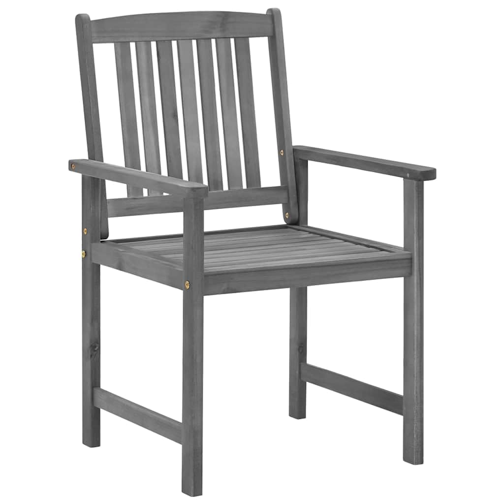 Set di 4 sedie da regista in legno di acacia con cuscini grigi, sedie da giardino robuste in legno di acacia massiccio, carico massimo 110 kg per seduta