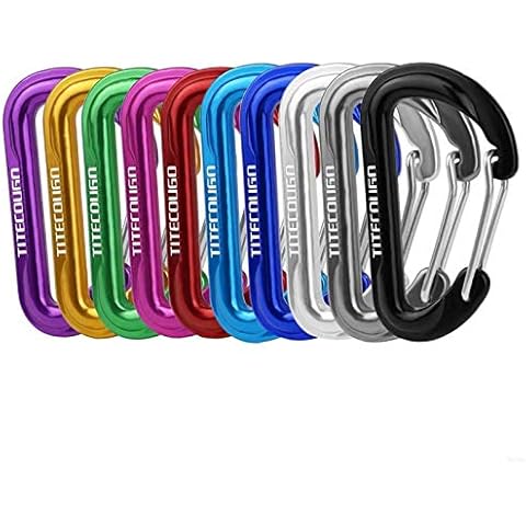 TITECOUGO 6cm D Shape Carabiner Clip Hook D-Ring Key Chain Nonlocking Durable Keychain Mini Carabiners 60mm Small dd Keyring Chains Ring Climbing Lighter Outdoor for Men and Women 10 Color Cover