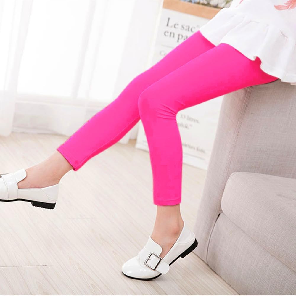 EEZYCHOIC 6 Pack Girls Basic Leggings Cotton Baby Girls' Leggings Soft Footless Stretchy Tights Pants - Image 6