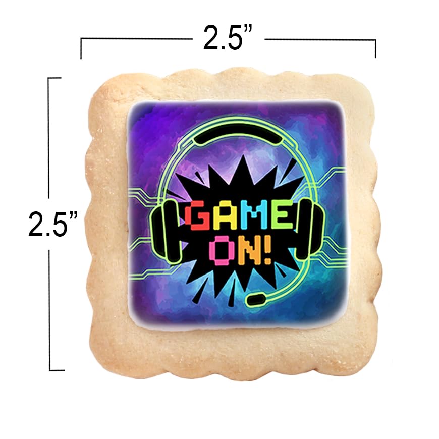 Image of Video Game Cookies Gamer Theme Party Favors | Individually Wrapped 24 Pack Video Gaming Themed Cookie | Birthday Treats for Kids and Adults Boys Girls Teens