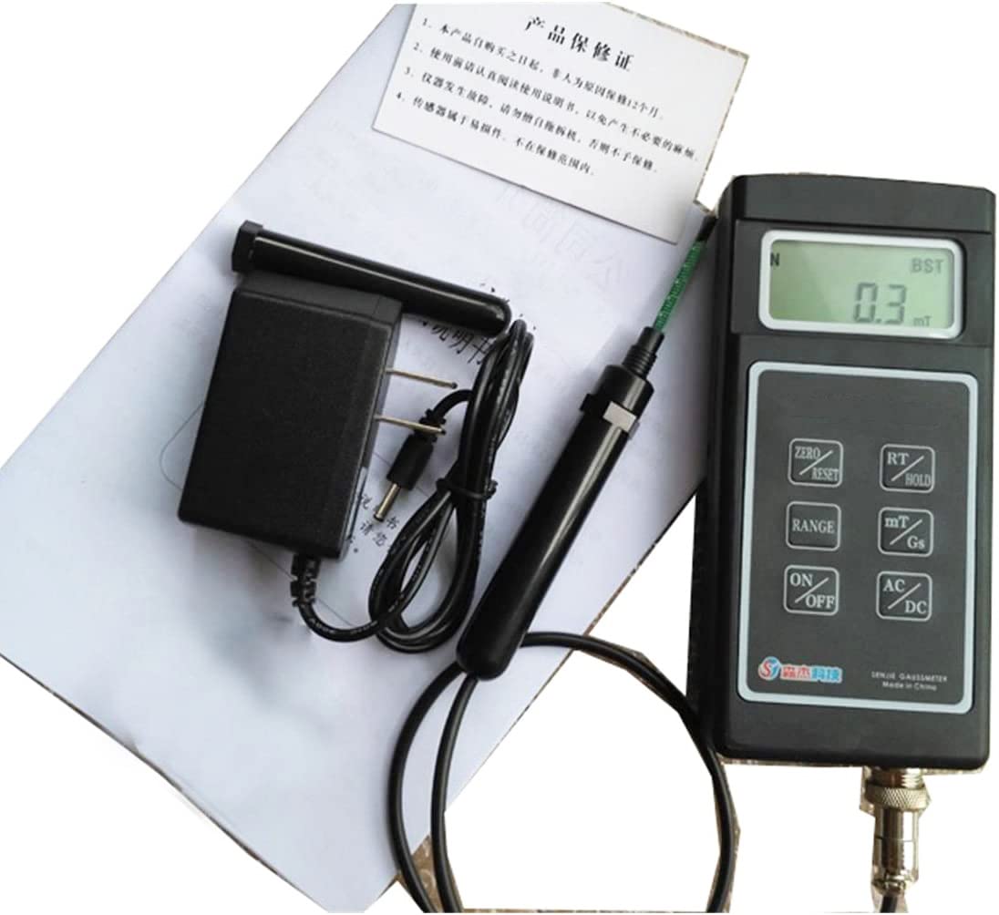 Gauss Meter Teslameter AC DC Magnetic Field Tester Tesla Meter with 4½ LED Display mT/Gs Range 0 to 200mT to 2000mT Resolution 0.01mT 0.1mT