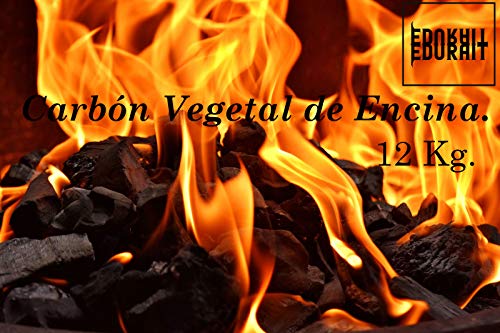 EDURAIT Carbón Vegetal Ecologico de Encina, para Barbacoas, Procedente de la Poda de Dehesas, Alto Poder calorífico, Larga Duración, Especial Barbacoas y Restaurantes. (Carbon 30Kg) Cover