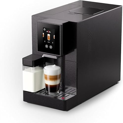 Atvel A6 Automatic Coffee Machine with App Control - 7 Beverages Touch Screen Milk Frothing Nozzle for Cappuccino and Latte Double Boiler Full Metal Conical Grinder