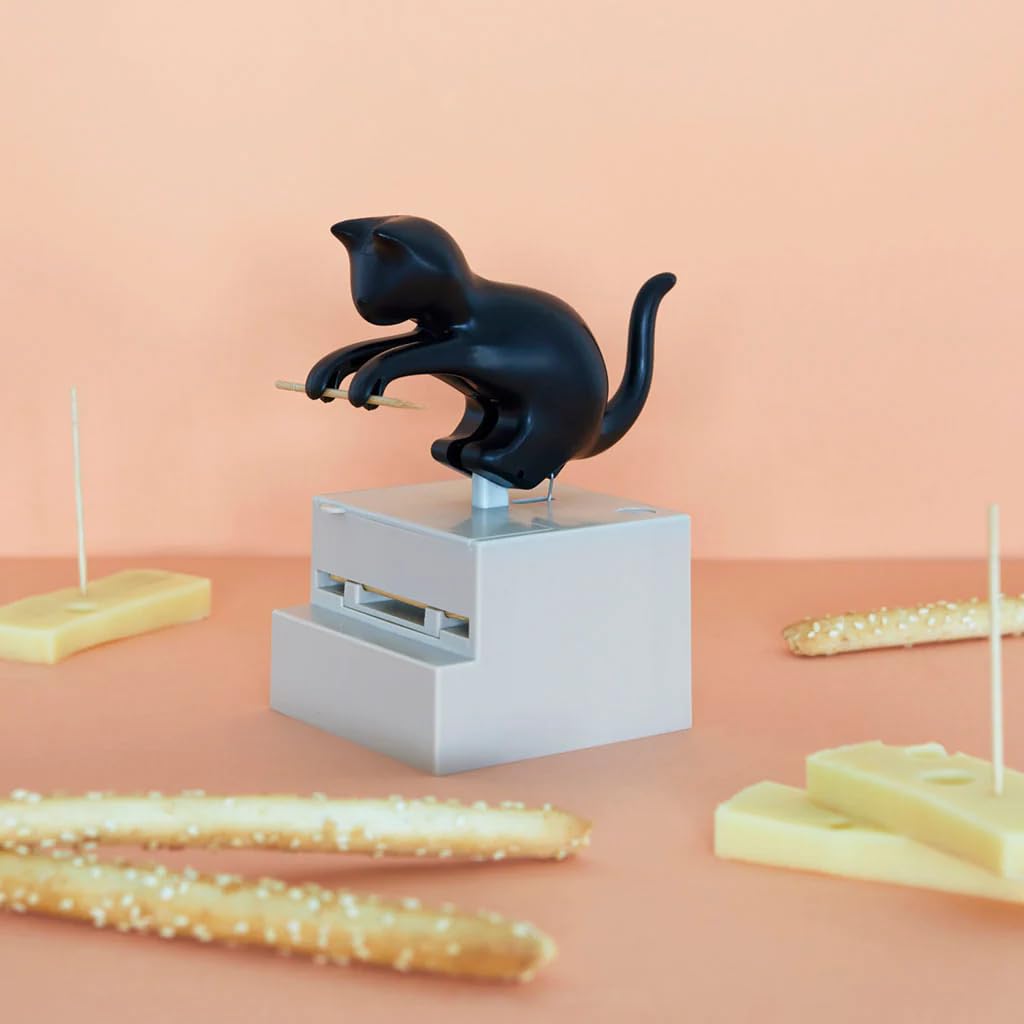 Balvi Distributeur de cure-dents Frisky Noir Chat Plastique