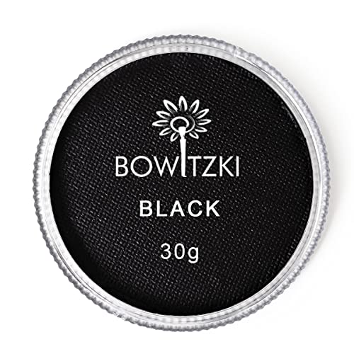 Bowitzki 30G Professional Face Paint Body Paint Water Based Face Painting Makeup Safe For Kids And Adults Split Cake Single Color Halloween Christmas - Black #TOP4