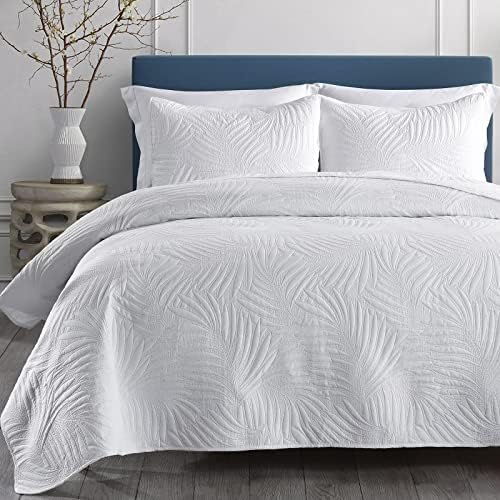 Boryard 3-Piece Queen Quilt Set, Lightweight Soft Warm Full Size Quilt Bedspread Coverlet (90x90 inches) with 2 Pillow Shams (20x26 inches) for All Season, White