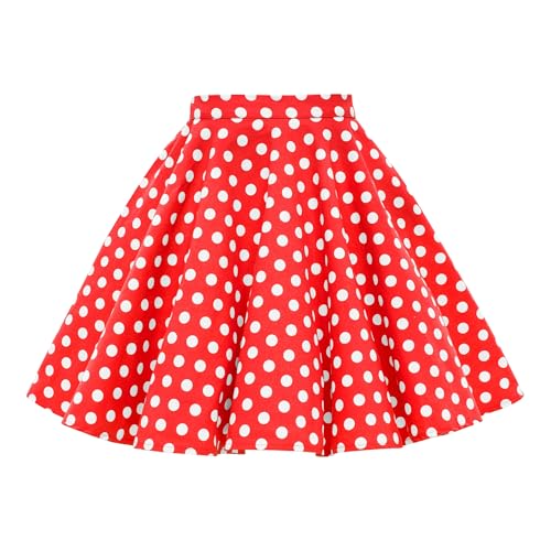 BlackButterfly Niñas Vintage Rockabilly Estilo De Los 50 Falda Acampanada (De Lunares - Rojo, 11-12 años)