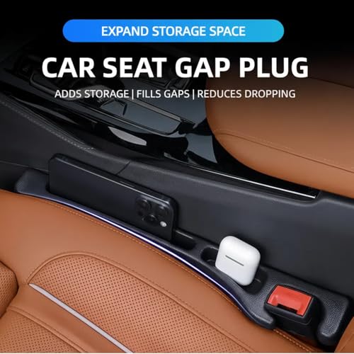 Cprnru 2 Pack Car Seat Gap Organizer, Seat Gap Filler Plug for Cars, SUVs & Trucks – Prevents Lost Items, Great for Rideshare, Daily Commute & Long Trips, Universal Fit PU Leather, Black