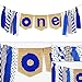 Ecore Fun 1st Birthday Party Decoration Supply Burlap High Chair ONE Banner for Baby Boy - Blue Theme