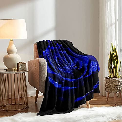 Luvivihome Royal Blue Rose Blanket, Flower Floral Throw Blanket, Blue Blanket, Cozy Soft Fuzzy Fluffy Warm Plush Flannel Fleece Blanket For Couch, Sofa, Valentine's Day Gifts For Her Women, 40"X50" #TOP2