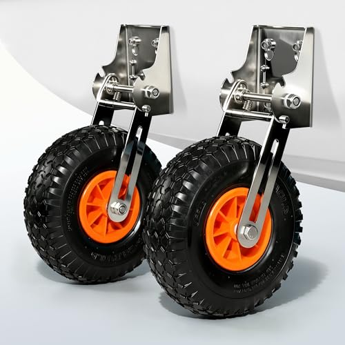 MANUMARINE Heavy Duty Boat Launching Wheels Deluxe Transom Trailer Wheel Kit with Quick Release Pins Pneumatic Tires for Jon Boat Dinghy Fishing Boat