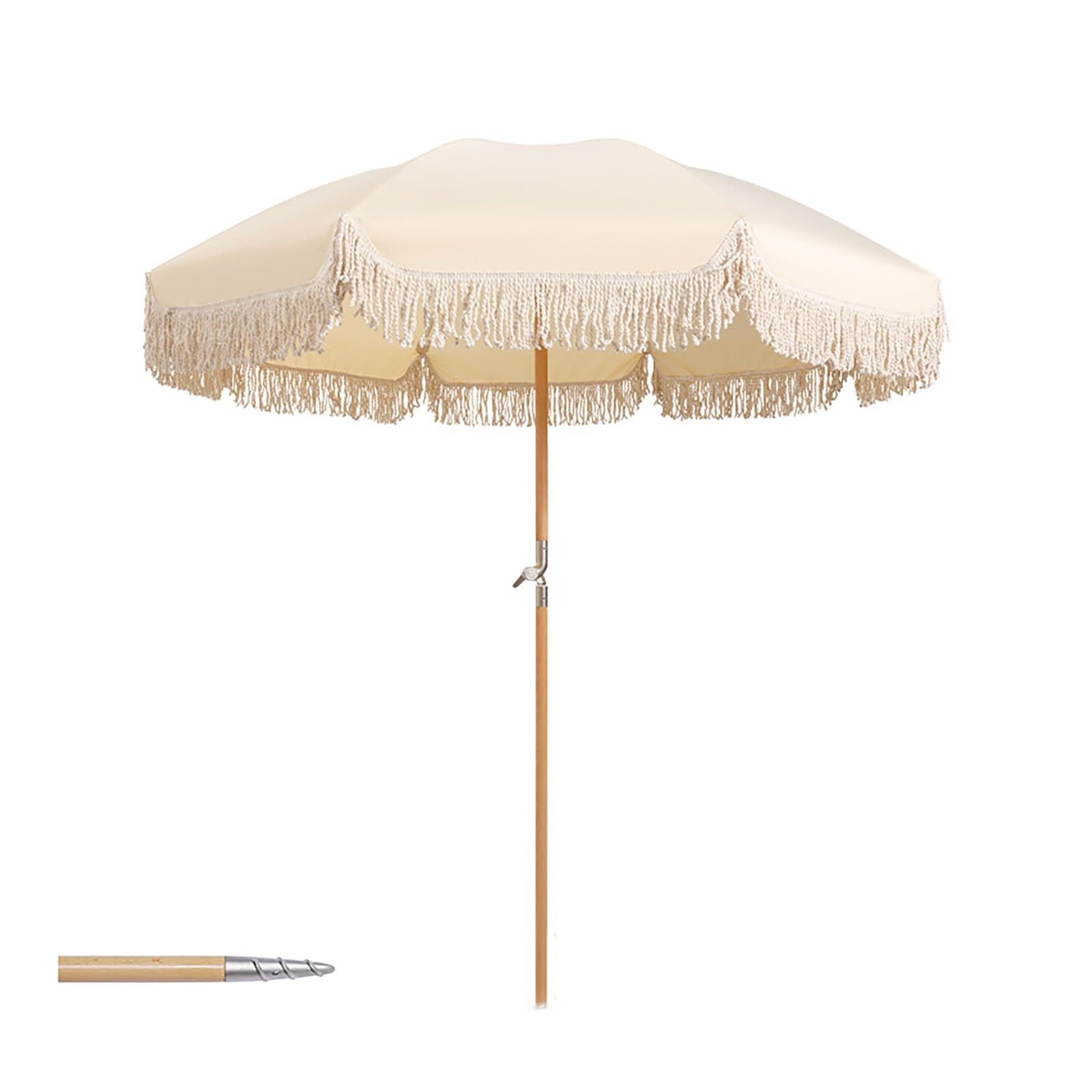 Paraguas al aire libre Boho de 6.5 pies con flecos de playa estilo Hawaii ajustable 8