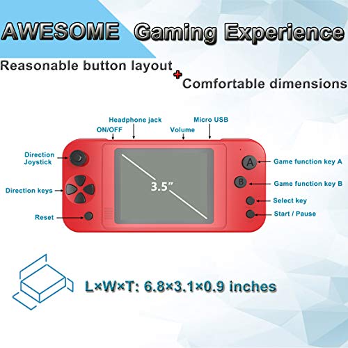 Beico Handheld Games for Kids with Built in 218 Classic Retro Video Game 3.5" Big Screen Portable Rechargeable Arcade Gaming Player Boys Girls Birthday Gift (China Red)