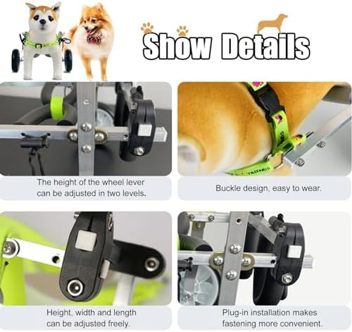 Miniatura 4 de Adjustable Small Dog Knee Brace for Torn ACL, Pet Wheelchair for Hind Leg Support, Hip Support Brace for Dogs, Animal Exercise Wheels (Size XXS)