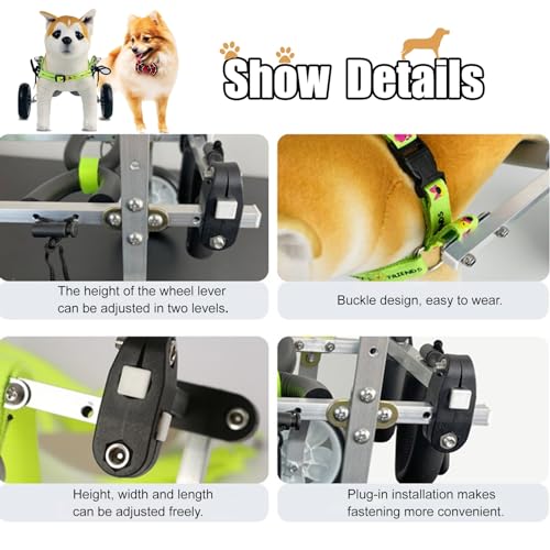 Silla de ruedas ajustable para perro, ayuda a la movilidad para displasia de cadera, soporta patas traseras, ideal para actividades al aire libre y mascotas activas