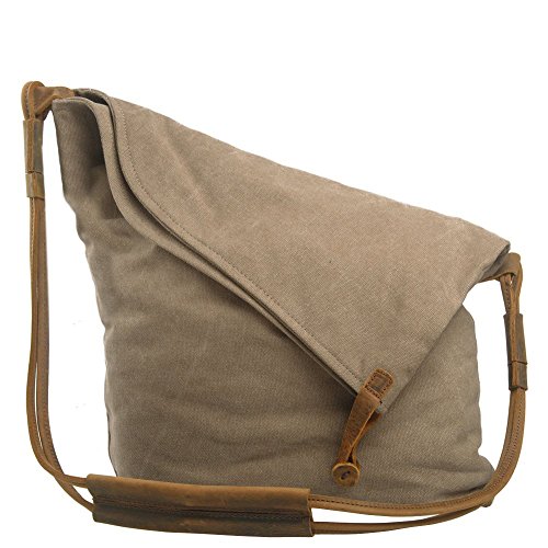 Bolsos Bandolera, P.KU.VDSL Bolsos de Señora Crossbody Lona Moda Retro Cuero Ocasional Bolsa de Viaje Escuela para las Mujeres (Caqui)