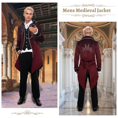 Veste médiévale steampunk homme à queue-de-morue, finitions Renaissance - 6