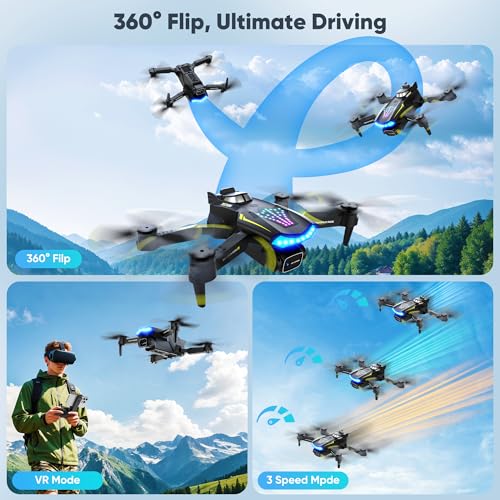 Flymevac Drone with Camera, Dual 720HD, Drone for Kids with Cool Lights, Cestures Control, Vertical Shooting, Waypoint Flight, Gravity Control, 3D Flip, 3-Speeds, Drones for Adults, Beginners, Kids - Image 7