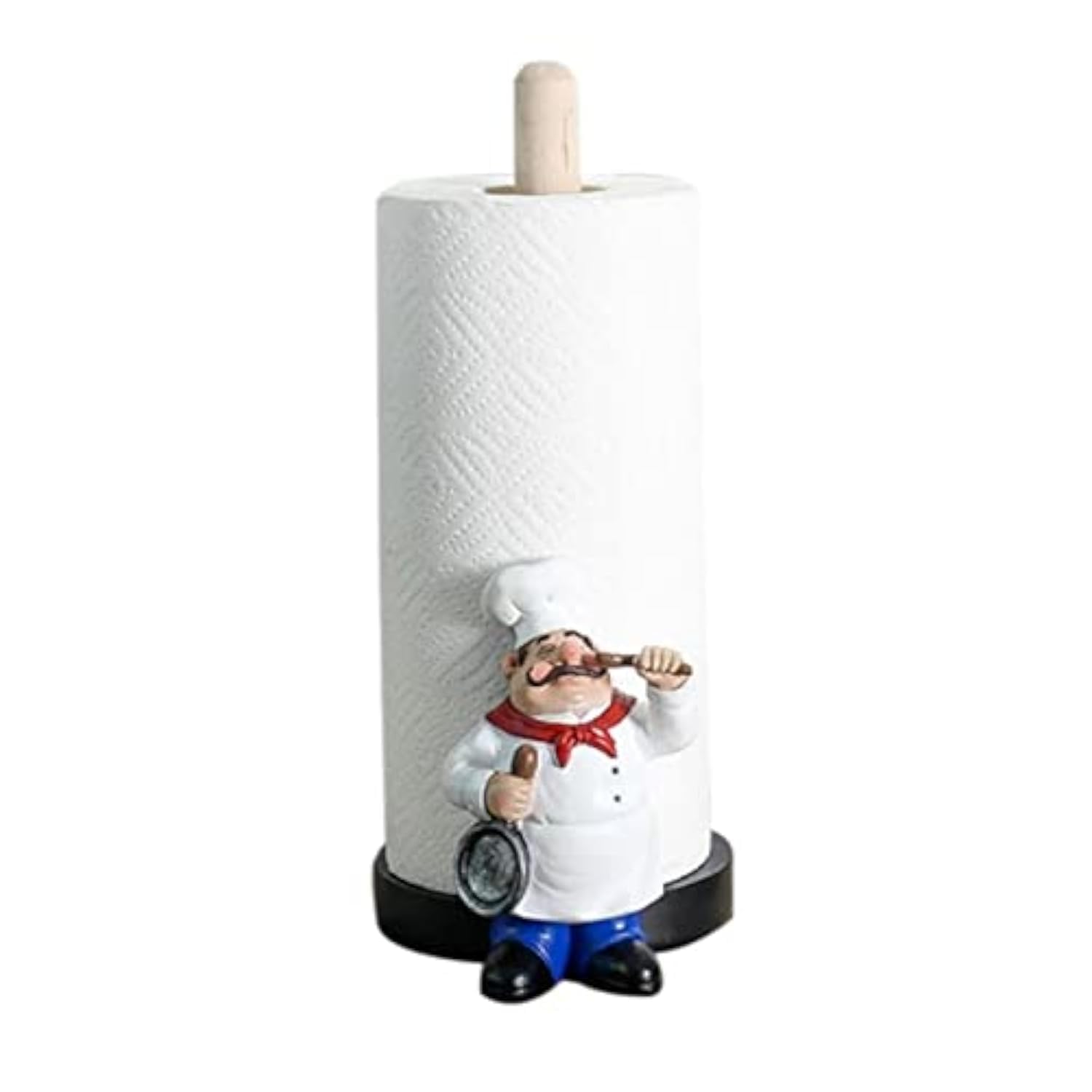 Adjustable Paper Towel Holder, Chef Style Resin Paper Towel Dispenser, Chef Figurines Creative Roll Paper Stand for Kitchen Cafe Restaurant Cake Shop Dessert Shop Decoration Ornament(White)