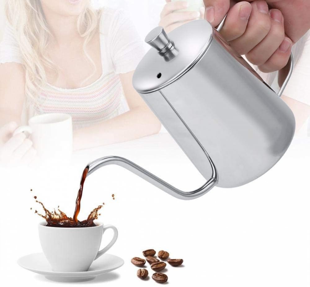 Czajnik z gęsią szyją, 550 ml, ze stali nierdzewnej, z pokrywką, do domowej kuchni, parzenia kawy, nalewania