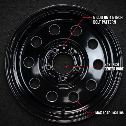 Image of eCustomrim 2-Pack Trailer Wheel 15X5 15 Inch 5 Lug On 4.5 Black Modular Rim