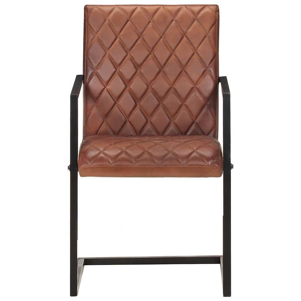 Chaises à Manger Clever Lot de 6 Marron Cuir Véritable