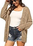 GRECERELLE Women's Lightweight Open Front Cardigans Loose Batwing Sleeve Boho Crochet Hollow Out...